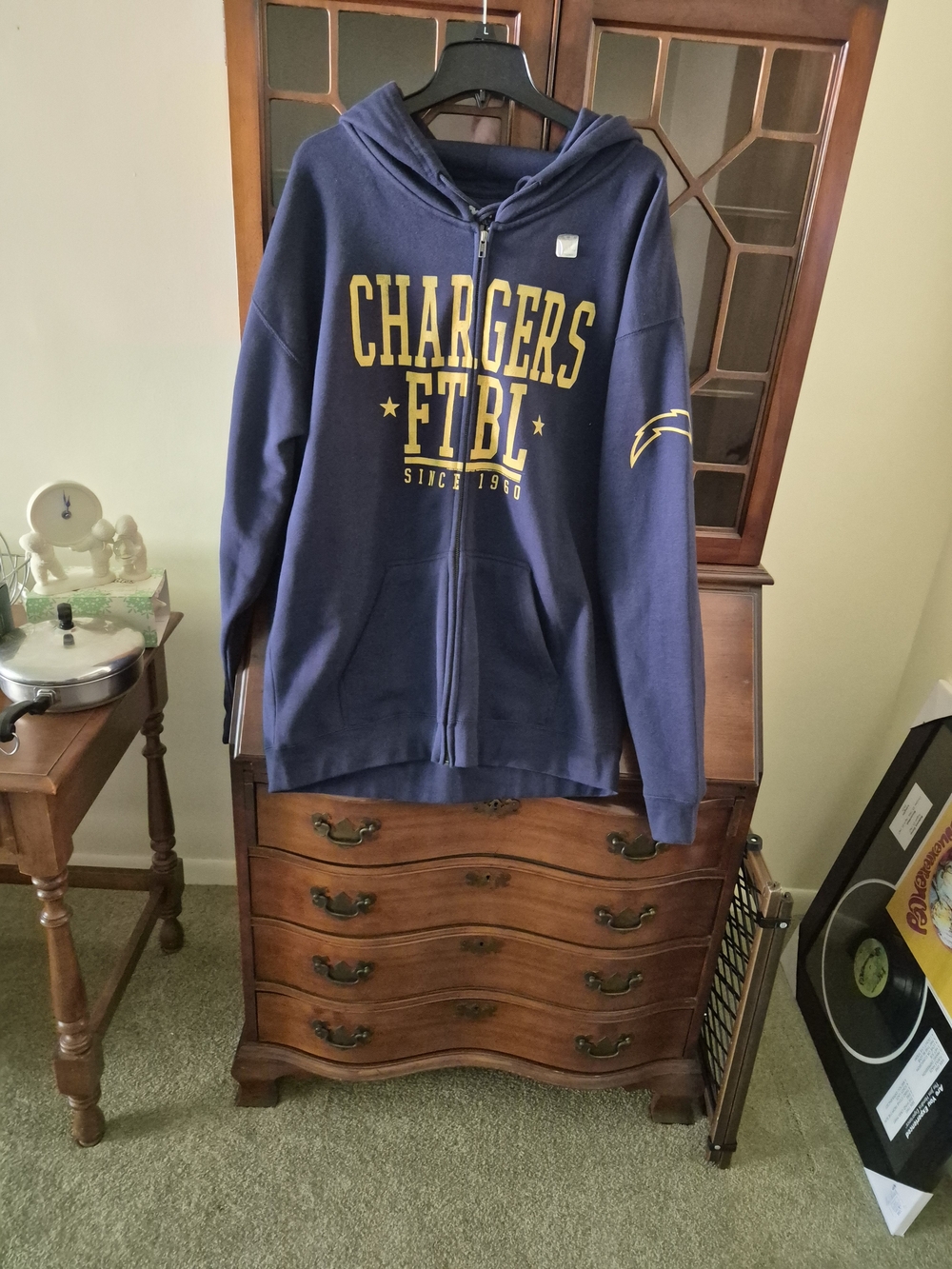 Junk Food Clothing Navy and Yellow Chargers FTBL Full-Zip Hoodie
